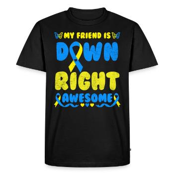 Boucle de sensibilisation au syndrome de Down Trisomie 21 - T-shirt Premium bio Homme - noir - Devant - Nico (187cm)