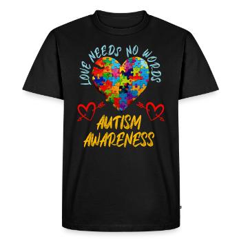 Autism Awareness colorful puzzle heart - Men's Premium Organic T-Shirt - black - Front - Nico (187cm)