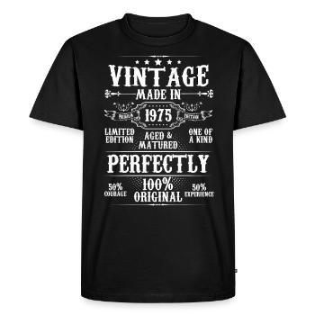 Millésime fabriqué en 1975 vieilli parfaitement mûri - T-shirt Premium bio Homme - noir - Devant - Nico (187cm)