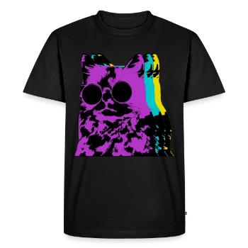 Creepy Portrait Cat Toy Lover Fur - Men's Premium Organic T-Shirt - black - Front - Nico (187cm)