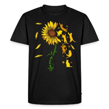 Tu es mon chat tournesol soleil - T-shirt Premium bio Homme - noir - Devant - Nico (187cm)