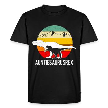 Auntiesaurus Aunt Mother's Day Dinosaur Fan - Men's Premium Organic T-Shirt - black - Front - Nico (187cm)