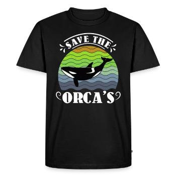 Save the Whales Orka Whale Conservation Environment - Men's Premium Organic T-Shirt - black - Front - Nico (187cm)