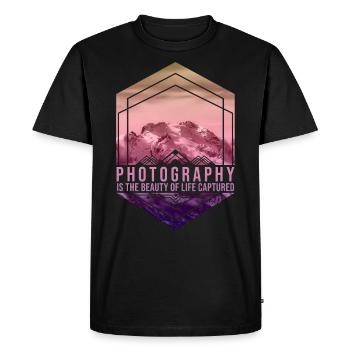 Photography is the beauty of life - Men's Premium Organic T-Shirt - black - Front - Nico (187cm)