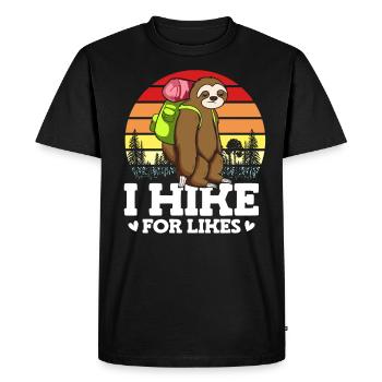 I Hike For Likes Wildlife Sloth Hiker Backpacker - Men's Premium Organic T-Shirt - black - Front - Nico (187cm)