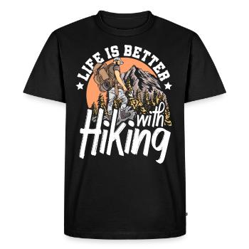 Life is better with hiking mountain backpack - Men's Premium Organic T-Shirt - black - Front - Nico (187cm)