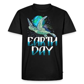 Jour de la Terre Mère Nature Tortue de mer - T-shirt Premium bio Homme - noir - Devant - Nico (187cm)