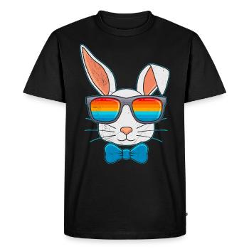 Bunny Face Cool Easter Bunny with Glasses - Men's Premium Organic T-Shirt - black - Front - Nico (187cm)