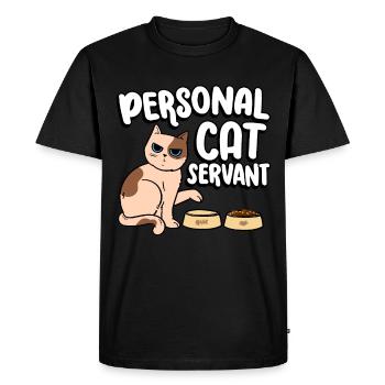 Serviteur personnel pour chat servant de la nourriture - T-shirt Premium bio Homme - noir - Devant - Nico (187cm)