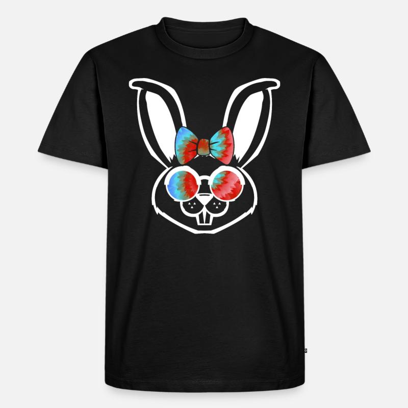 Hasengesicht Cooler Osterhase mit Brille - Männer Premium Bio T-Shirt - Schwarz