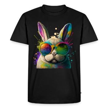 Bunny Face Cool Easter Bunny with Glasses - Men's Premium Organic T-Shirt - black - Front - Nico (187cm)