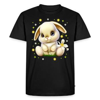Mignon lapin de Pâques Lapin Visage de lapin mignon - T-shirt Premium bio Homme - noir - Devant - Nico (187cm)