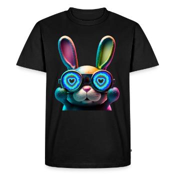 Bunny Face Cool Easter Bunny with Glasses - Men's Premium Organic T-Shirt - black - Front - Nico (187cm)