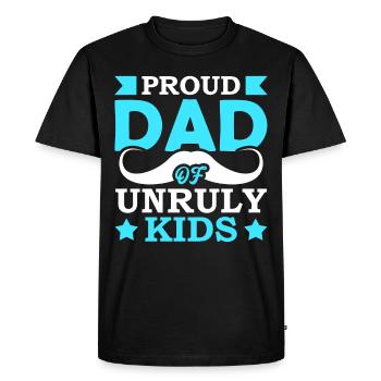 Fier père d’enfants indisciplinés - T-shirt Premium bio Homme - noir - Devant - Nico (187cm)