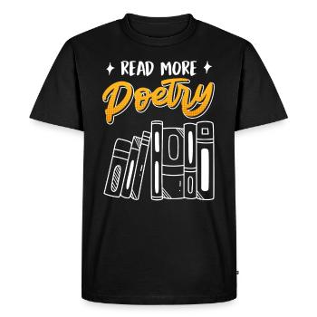 Lire la suite Poésie Poèmes Poètes Amoureux du livre - T-shirt Premium bio Homme - noir - Devant - Nico (187cm)