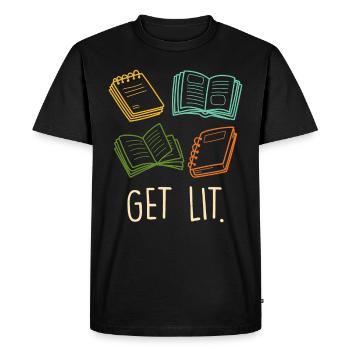 Get Lit book lover and book lover reading fans - Men's Premium Organic T-Shirt - black - Front - Nico (187cm)