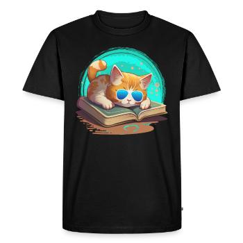 Amoureux des chats et rat de bibliothèque Amoureux du livre et - T-shirt Premium bio Homme - noir - Devant - Nico (187cm)