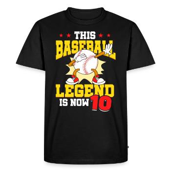 This baseball legend is now 10 Sports Kid - Men's Premium Organic T-Shirt - black - Front - Nico (187cm)