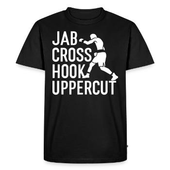 Jab Cross Hook Uppercut Combat Sports Boxer Punch - Men's Premium Organic T-Shirt - black - Front - Nico (187cm)