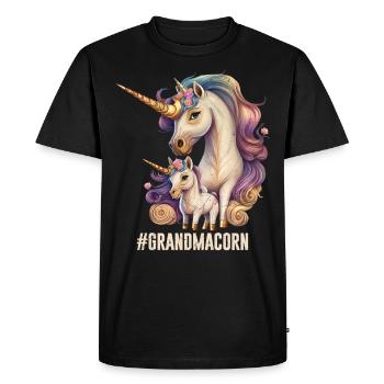 Grand-maïs Fête des mères Licorne Grand-mère Licorne - T-shirt Premium bio Homme - noir - Devant - Nico (187cm)