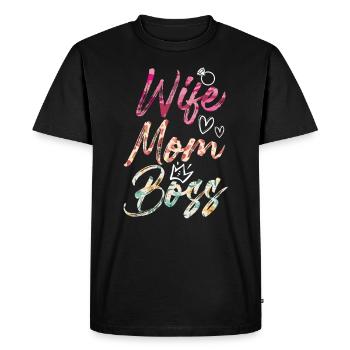 Femme Maman Boss Superviseur de la fête des mères - T-shirt Premium bio Homme - noir - Devant - Nico (187cm)