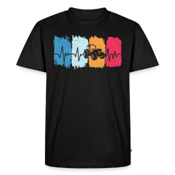 Farmer Retro Tractor Heartbeat Farmer Tractor - Men's Premium Organic T-Shirt - black - Front - Nico (187cm)