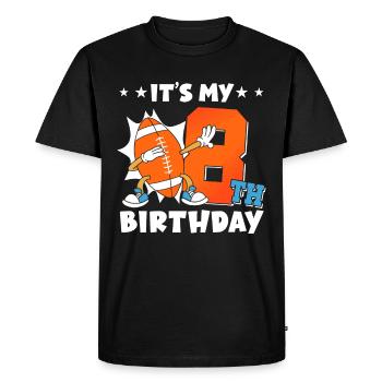 C’est mon 8ème anniversaire de football américain - T-shirt Premium bio Homme - noir - Devant - Nico (187cm)