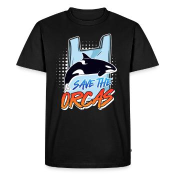 Save the whales Orkas Save the Ocean Environment - Men's Premium Organic T-Shirt - black - Front - Nico (187cm)