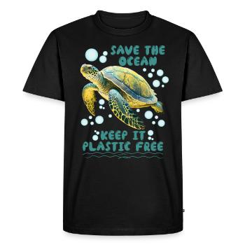 Sauvons les tortues Sauvons l’océan Conservation - T-shirt Premium bio Homme - noir - Devant - Nico (187cm)