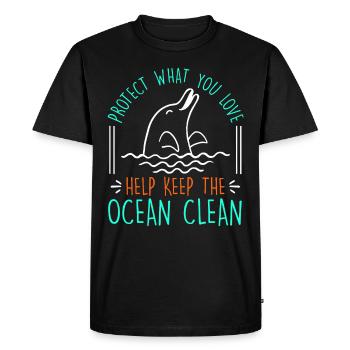 Keep it Clean Save the Ocean Species Protection Environment - Men's Premium Organic T-Shirt - black - Front - Nico (187cm)