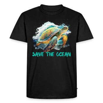 Save the turtles Environmental protection ocean - Men's Premium Organic T-Shirt - black - Front - Nico (187cm)