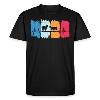 Goats Retro Heartbeat T-Shirt Goat - T-shirt Premium bio Homme - noir - Devant - Nico (187cm)