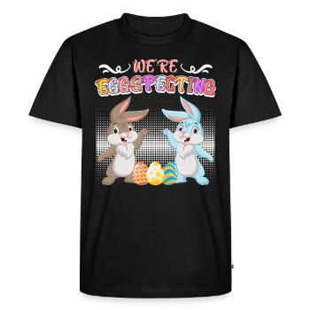 Happy Easter Egg specting Mom and Father - Men's Premium Organic T-Shirt - black - Front - Nico (187cm)