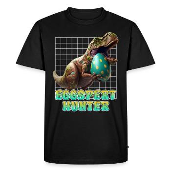 Eggspert Easter Eggs Search Dinsosaur Easter Bunnies - Men's Premium Organic T-Shirt - black - Front - Nico (187cm)
