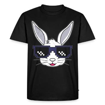 Bunny Face Cool Easter Bunny with Glasses - Men's Premium Organic T-Shirt - black - Front - Nico (187cm)