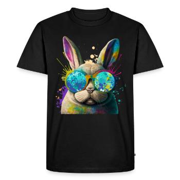 Bunny Face Cool Easter Bunny with Glasses - Men's Premium Organic T-Shirt - black - Front - Nico (187cm)