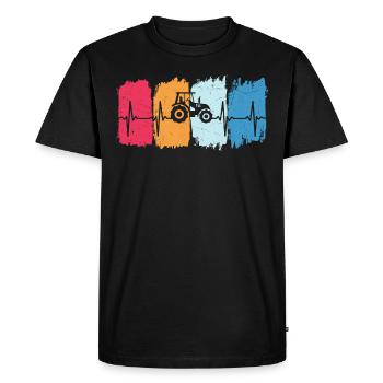 Tracteur rétro rythme de cœur tracteur tracteur t-shirt agriculteur - T-shirt Premium bio Homme - noir - Devant - Nico (187cm)