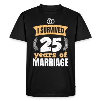 25 ans de mariage ont survécu au 25e anniversaire de mariage - T-shirt Premium bio Homme - noir - Devant - Nico (187cm)