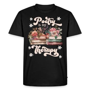 La poésie est mon livre de thérapie livres d’amoureux - T-shirt Premium bio Homme - noir - Devant - Nico (187cm)
