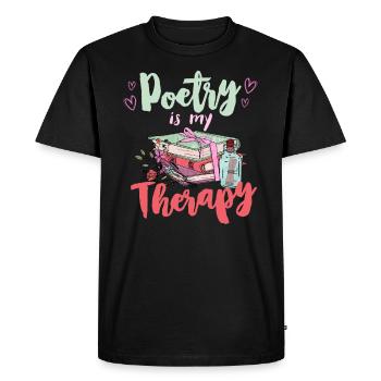 La poésie est mes poèmes de thérapie Amoureux des livres - T-shirt Premium bio Homme - noir - Devant - Nico (187cm)