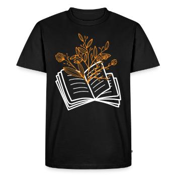 Book lovers Buchblume Reading enthusiasts - Men's Premium Organic T-Shirt - black - Front - Nico (187cm)