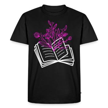 Book lovers Buchblume Reading enthusiasts - Men's Premium Organic T-Shirt - black - Front - Nico (187cm)
