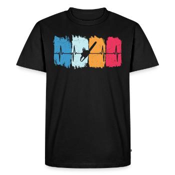 Tronçonneuse Retro Heartbeat Woodcutter Bois - T-shirt Premium bio Homme - noir - Devant - Nico (187cm)