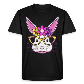 Bunny Face Cool Easter Bunny with Glasses - Men's Premium Organic T-Shirt - black - Front - Nico (187cm)
