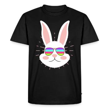 Bunny Face Cool Easter Bunny with Glasses - Men's Premium Organic T-Shirt - black - Front - Nico (187cm)