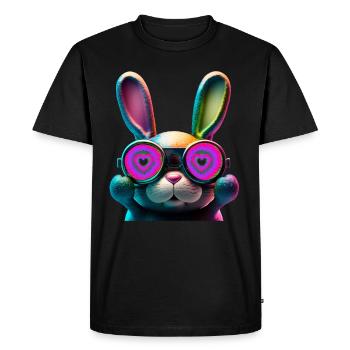 Bunny Face Cool Easter Bunny with Glasses - Men's Premium Organic T-Shirt - black - Front - Nico (187cm)