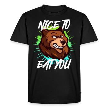 Nature garçon drôle randonneur Ravi de vous manger - T-shirt Premium bio Homme - noir - Devant - Nico (187cm)