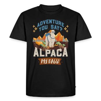 Alpaga mes sacs randonnée drôle de randonneur fan de montagne - T-shirt Premium bio Homme - noir - Devant - Nico (187cm)