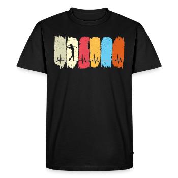 Golf Golf Retro Herzchlag Golfeur - T-shirt Premium bio Homme - noir - Devant - Nico (187cm)