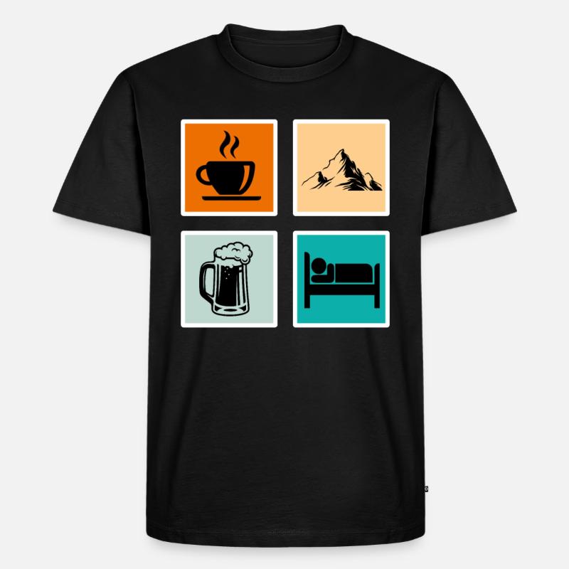 Bergfan Kaffeelover Bierfan Summit Wanderer - Männer Premium Bio T-Shirt - Schwarz